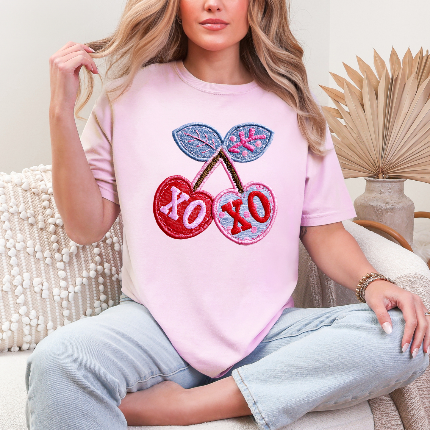 Faux Patchwork Cherry XOXO Graphic Tee