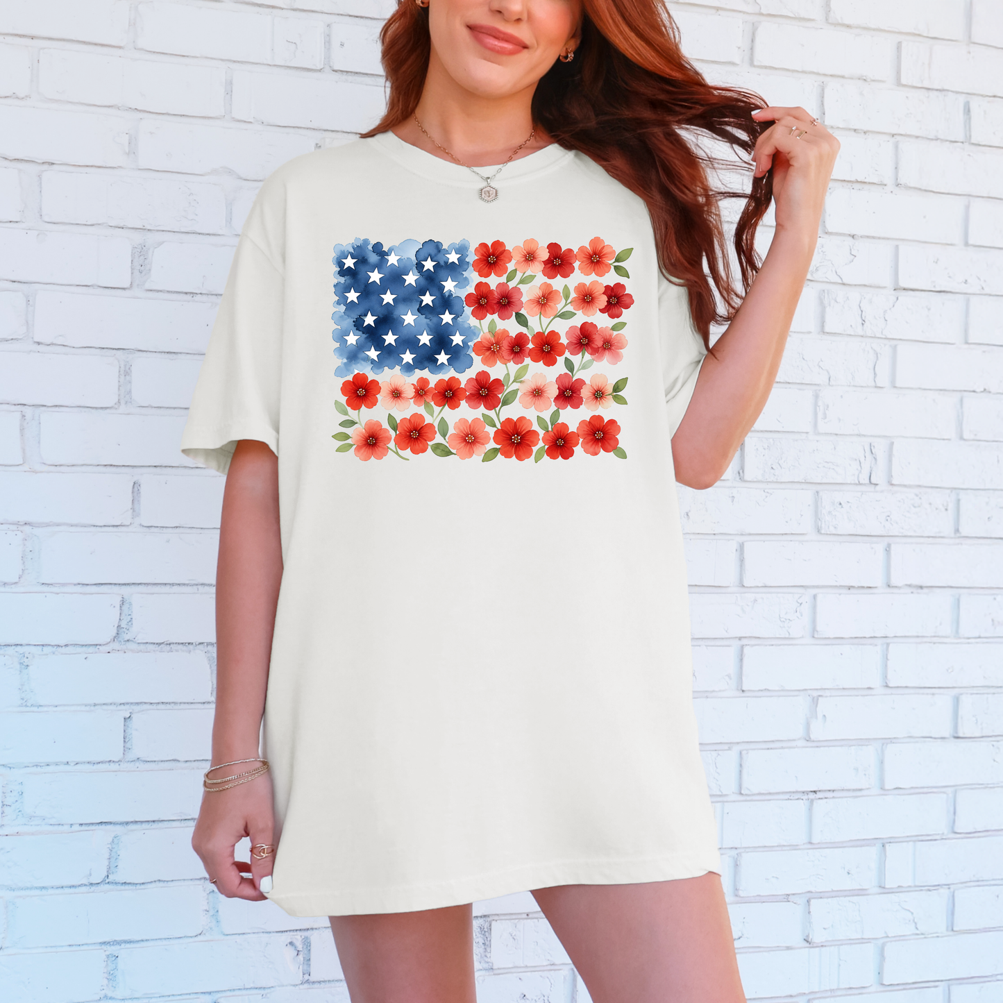 Floral American Flag Tee