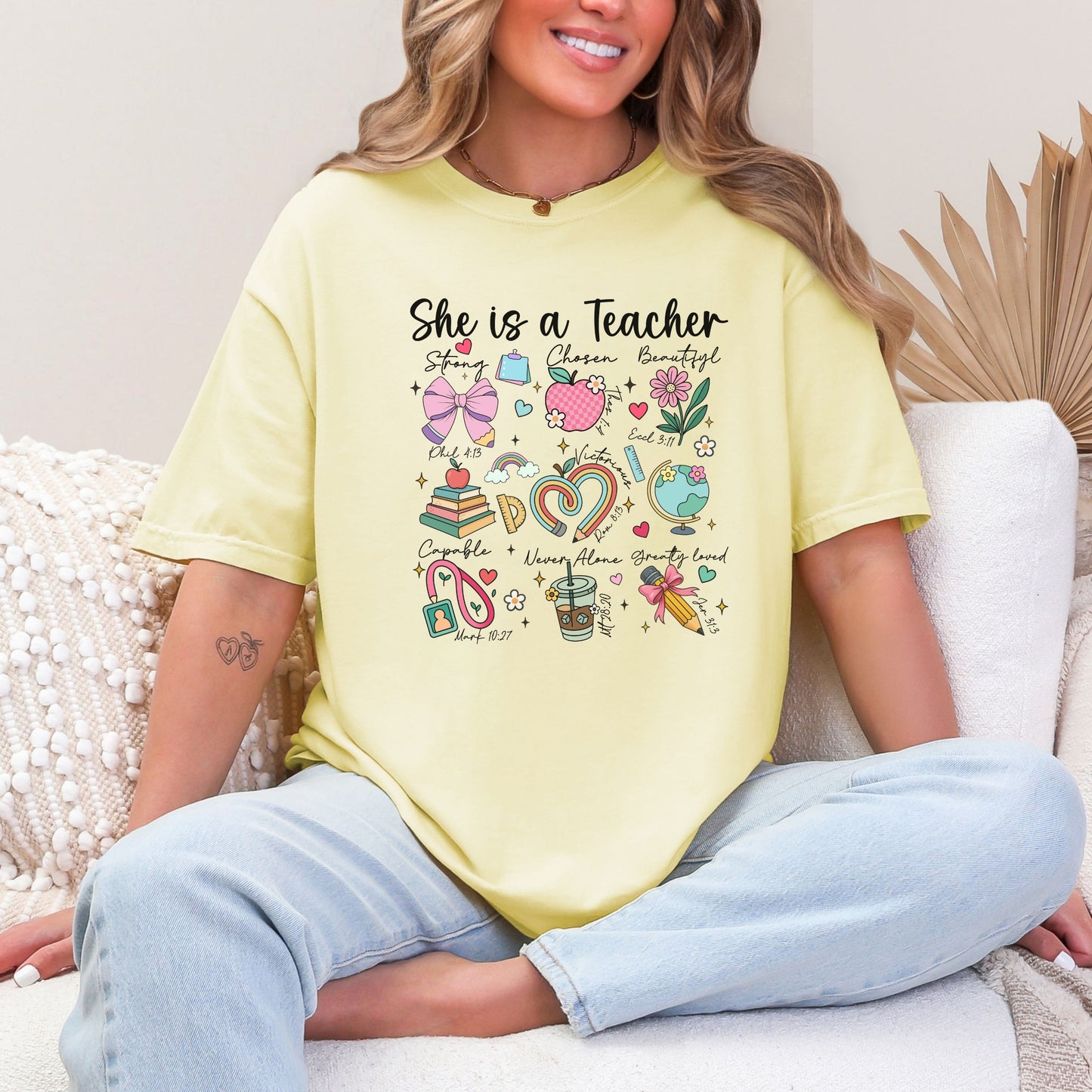 She's a Teacher Bible Verse Graphic Tee