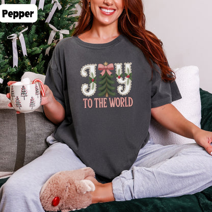 Joy To The World Gingham Graphic Tee