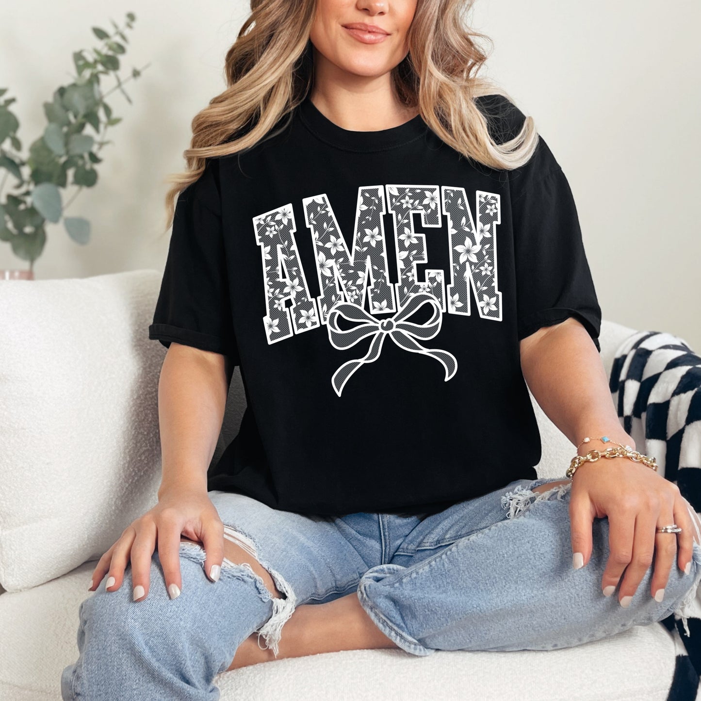 Lace Look Amen Graphic Tee