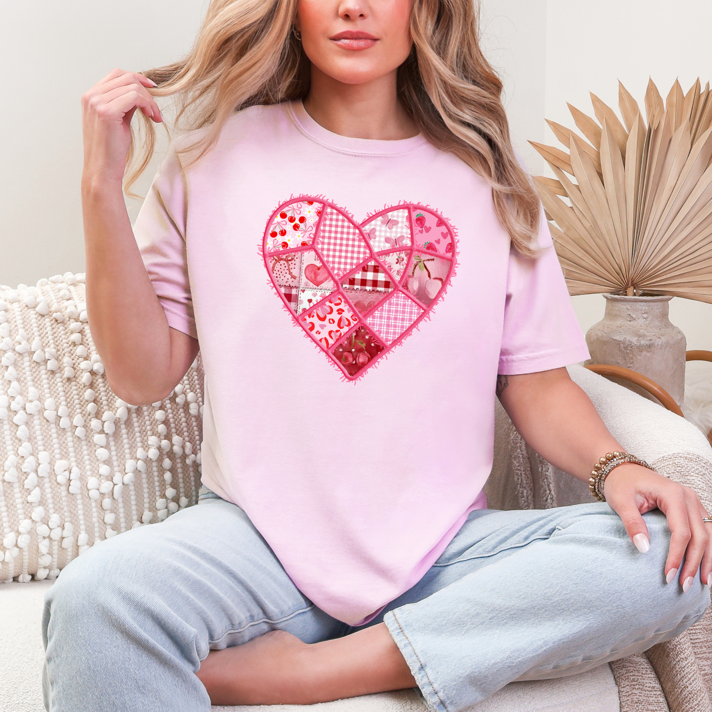 Faux Patchwork Heart Graphic Tee