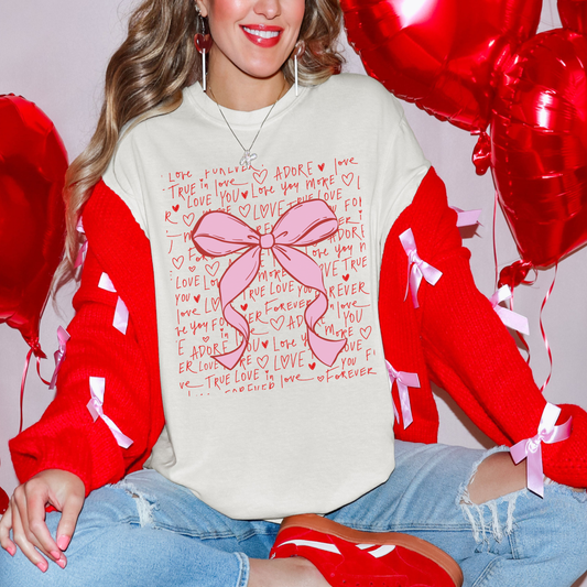 Valentine's Day Text & Bow Graphic Tee