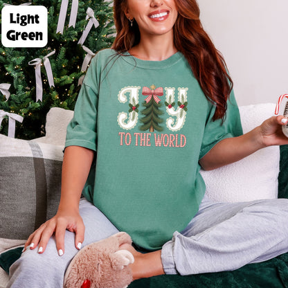 Joy To The World Gingham Graphic Tee