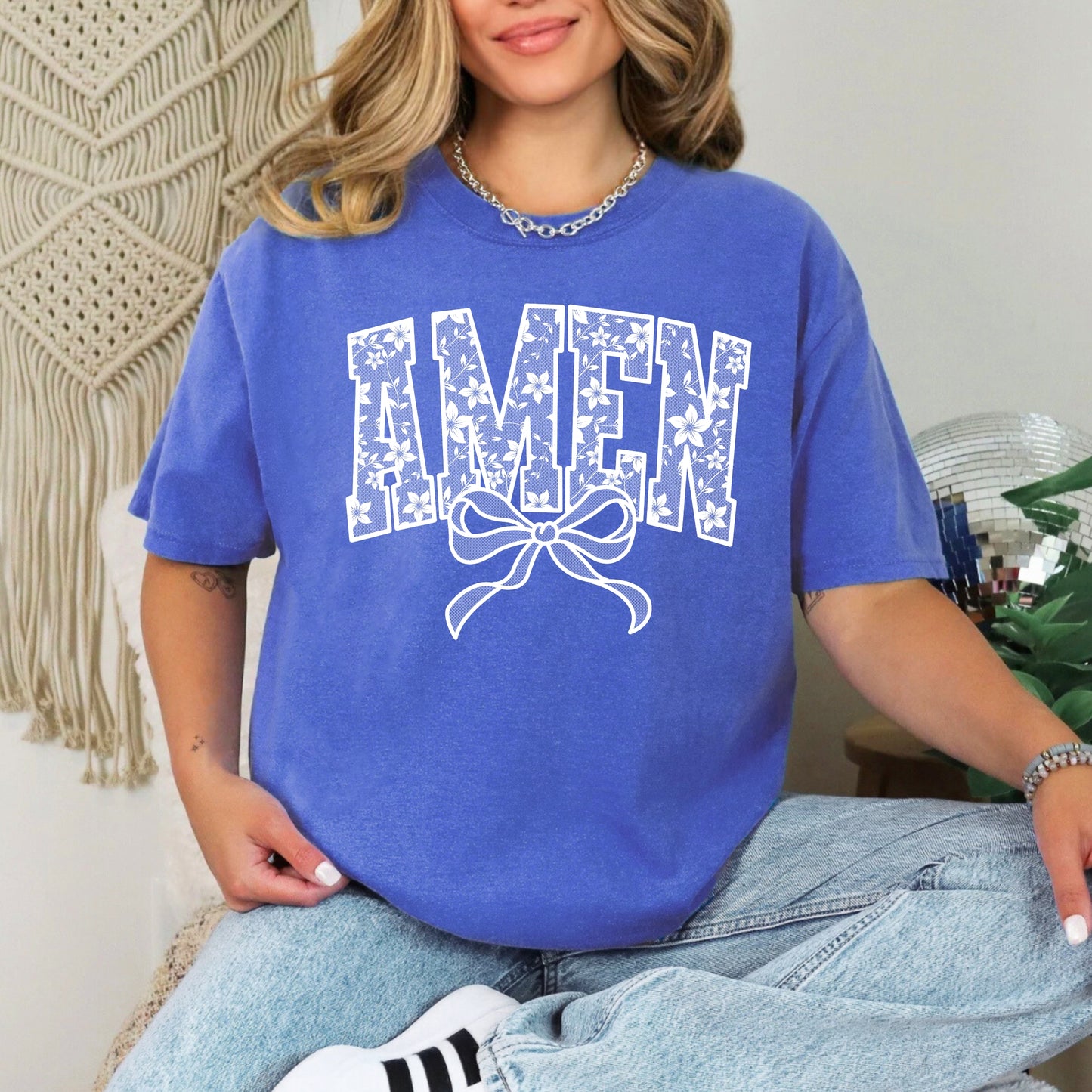 Lace Look Amen Graphic Tee