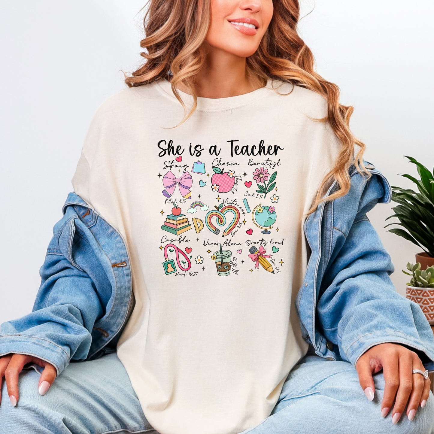 She's a Teacher Bible Verse Graphic Tee