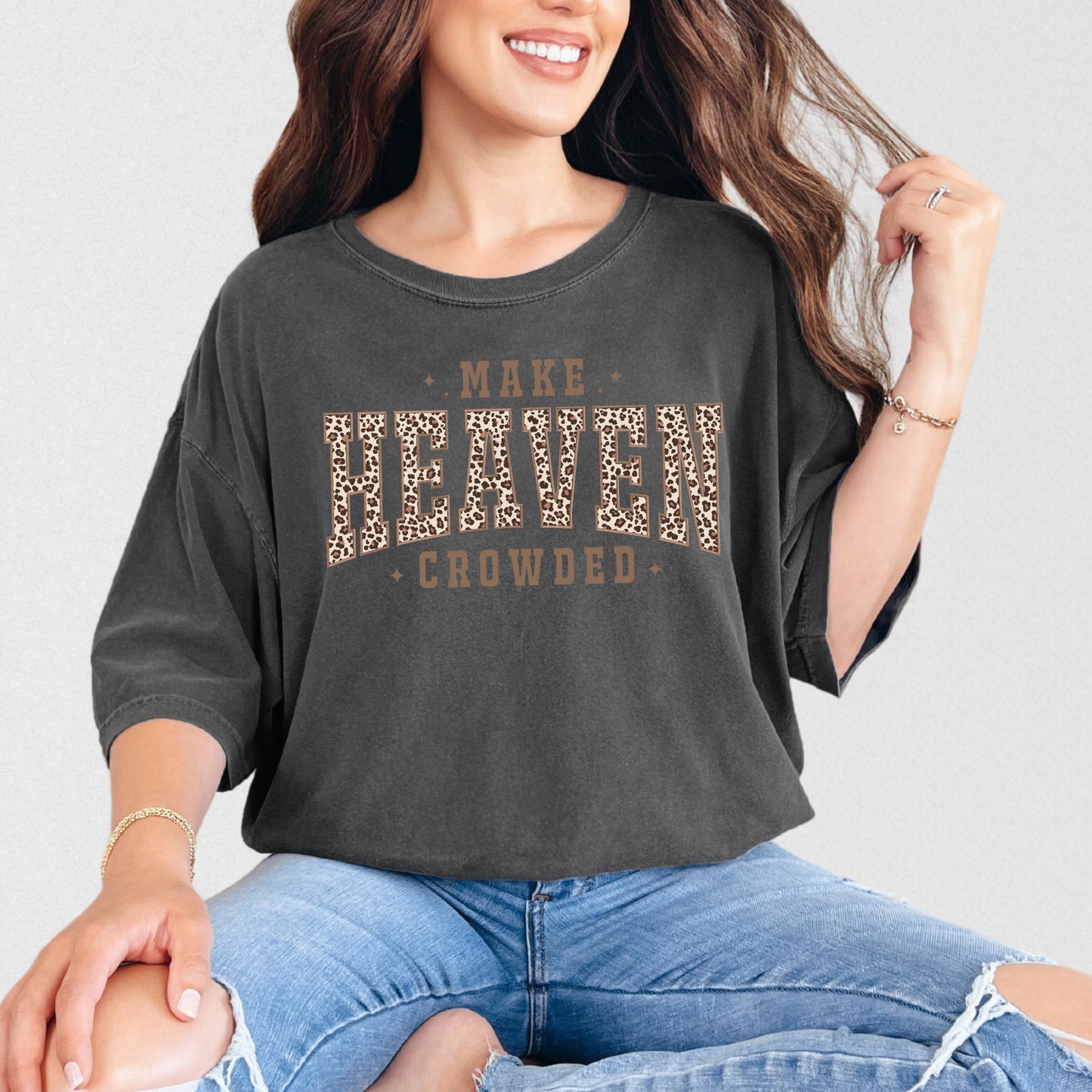 Make Heaven Crowed Cheetah Print Graphic Tee