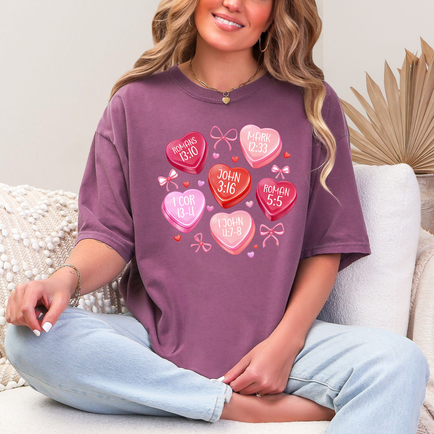 Christian Conversation Hearts Graphic Tee