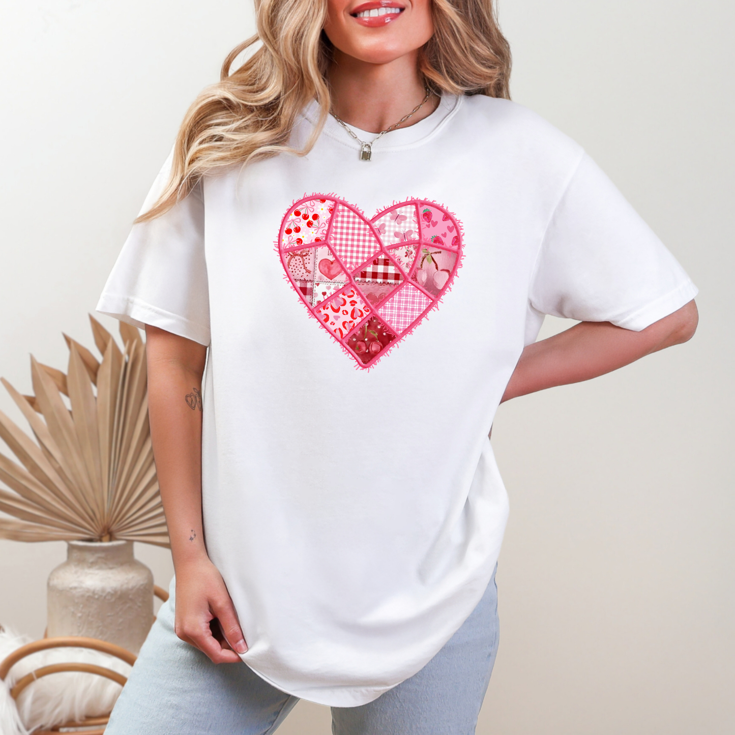 Faux Patchwork Heart Graphic Tee