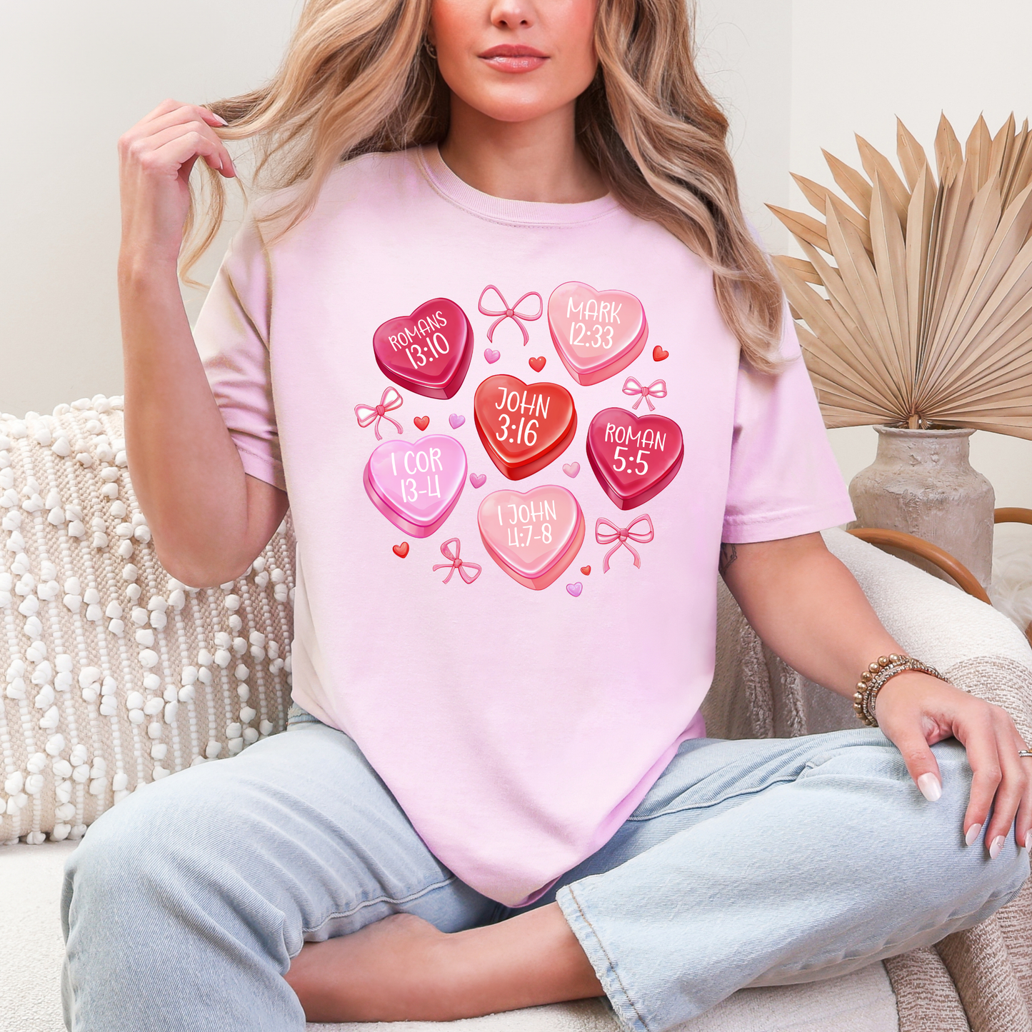 Christian Conversation Hearts Graphic Tee