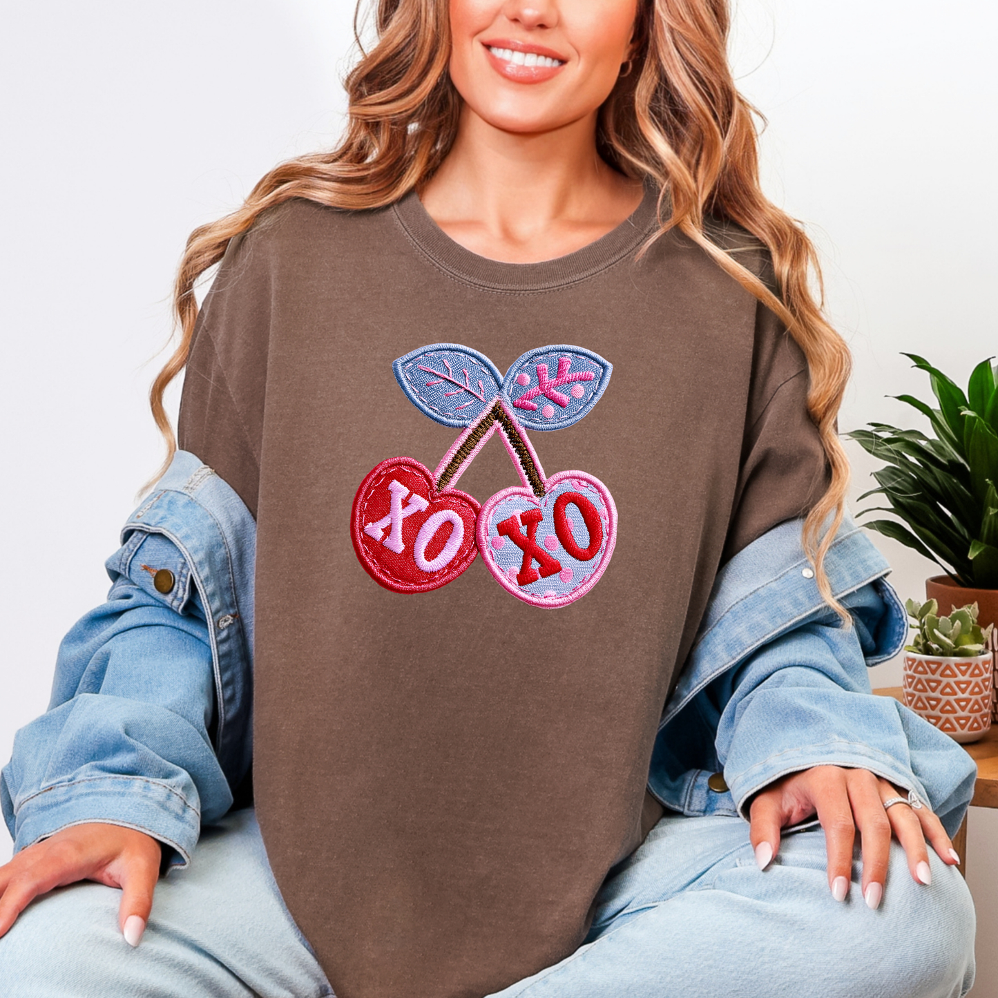 Faux Patchwork Cherry XOXO Graphic Tee