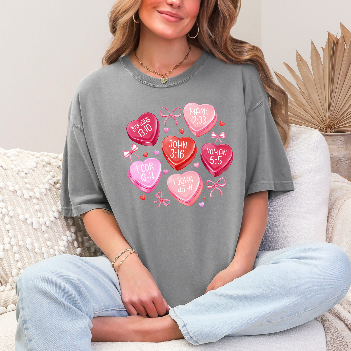 Christian Conversation Hearts Graphic Tee