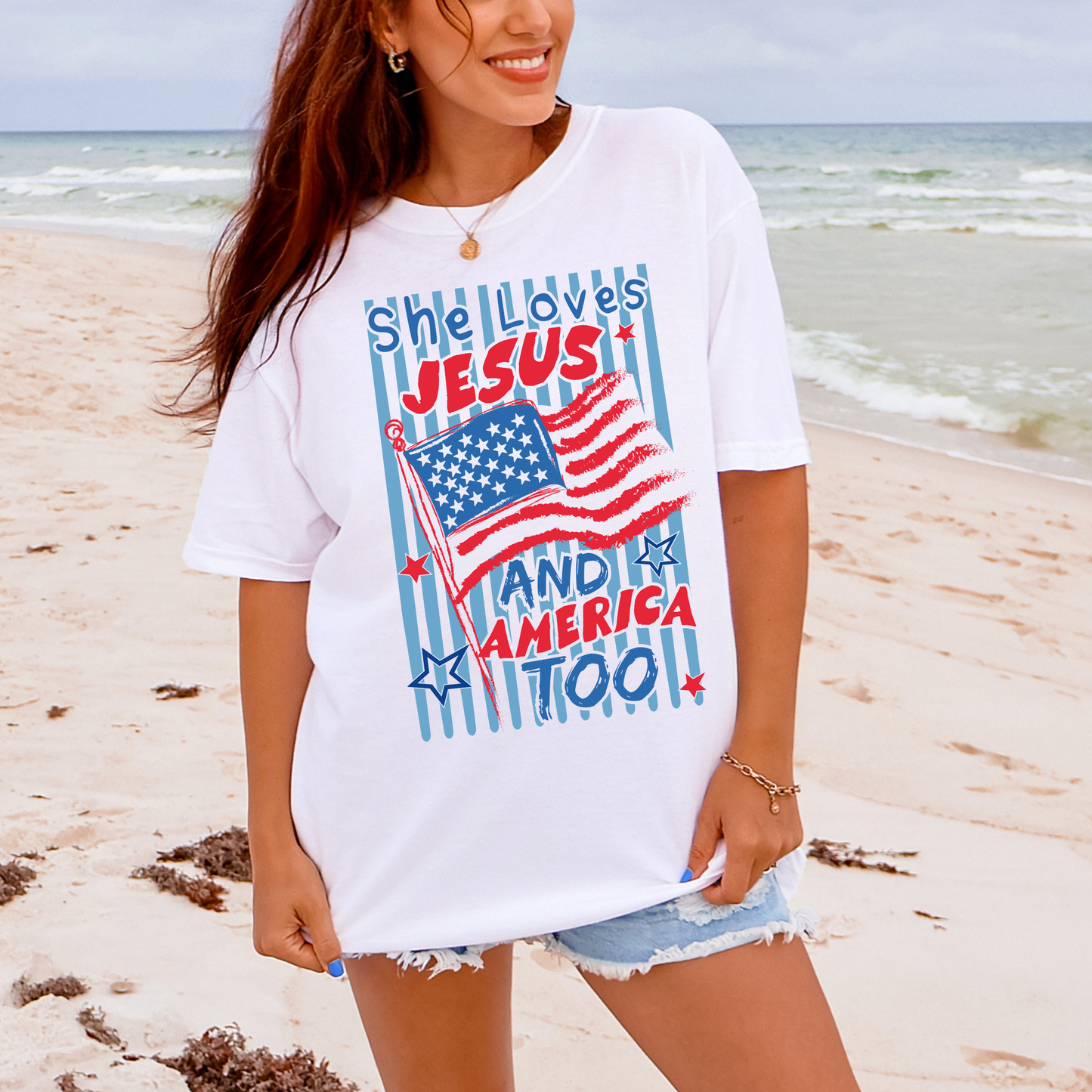 She Loves Jesus and America Tee