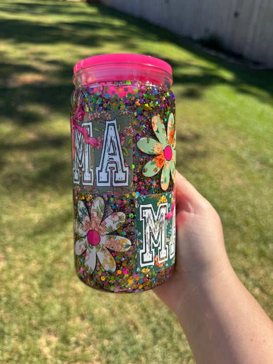 Mama Floral Snowglobe Tumbler