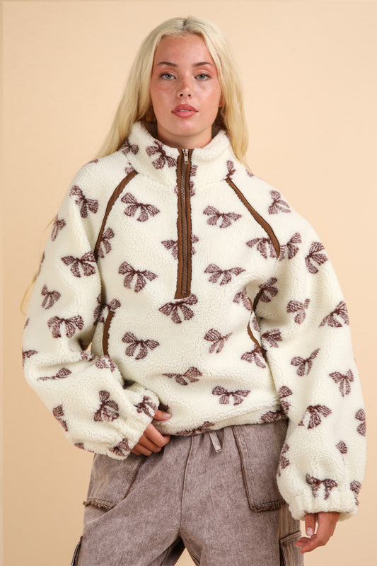 Cocoa & Cream Bow Pullover