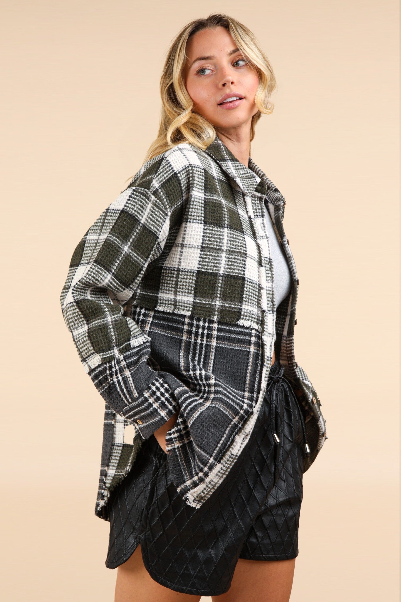 Olive Patchwork Shacket