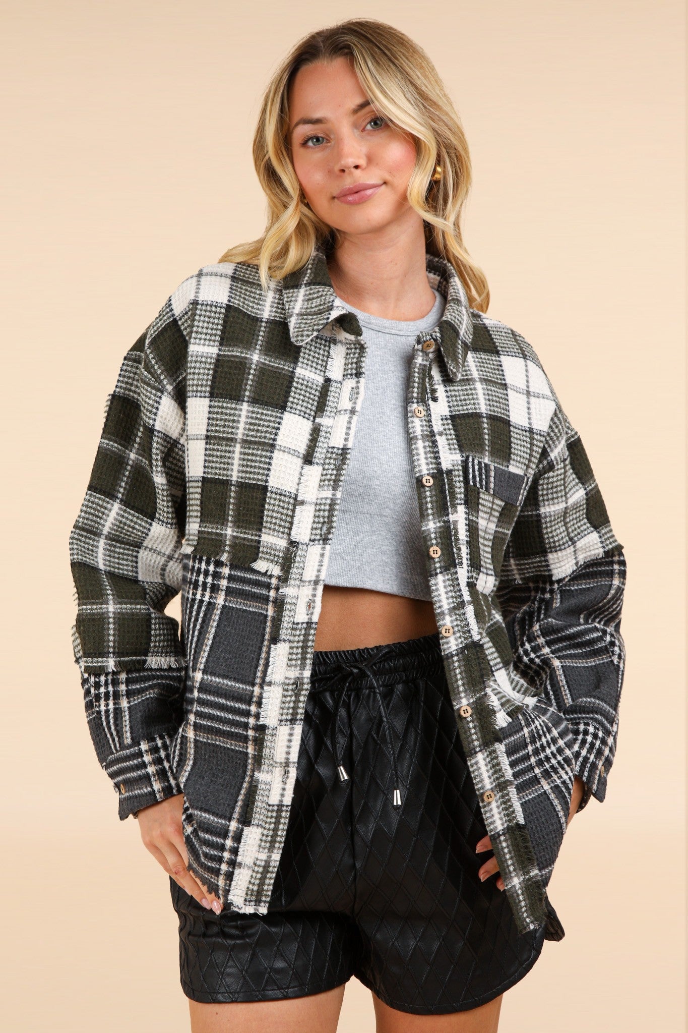 Olive Patchwork Shacket