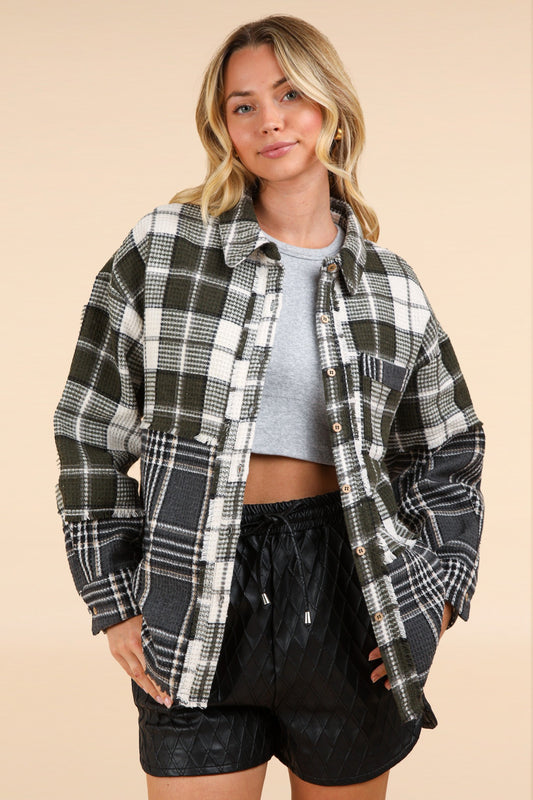 Olive Patchwork Shacket